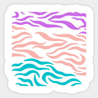 Violet Pink Blue wavy pattern in Whte Sticker